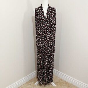 J Jill Wearever Collection Women's Sleeveless Maxi Dress V-Neck Floral Size L
